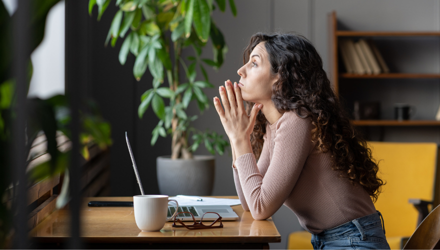 Woman in front of laptop