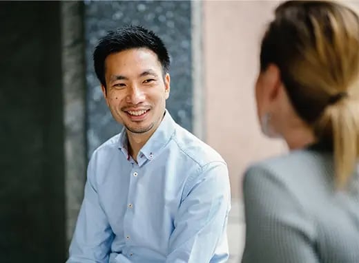 Man and woman in a meeting