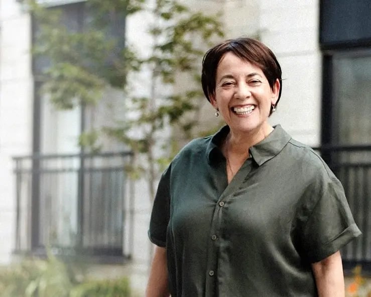 A photo of a woman smiling