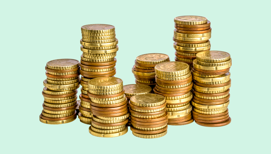 A photo of stacks of coins