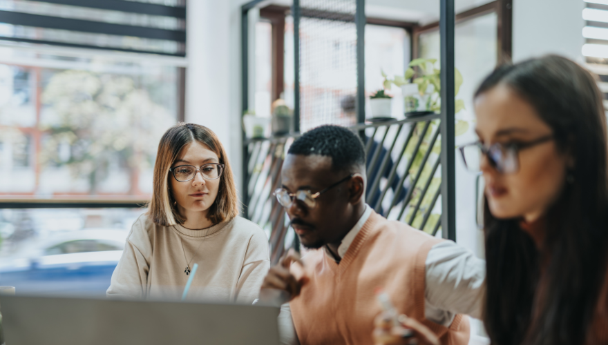 Group of office workers brainstorming