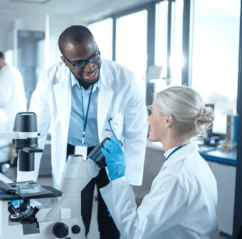 Two biotech colleagues