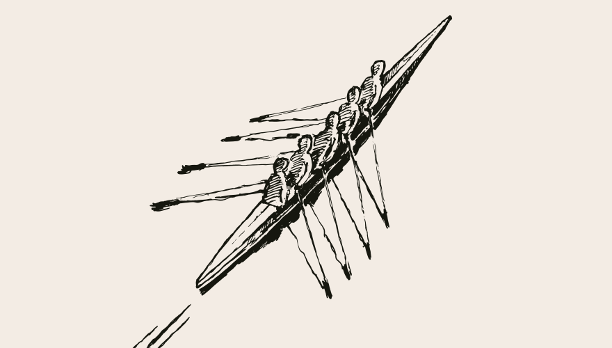 Illustration of people rowing